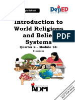 Introduction To World Religions and Belief Systems: Quarter 2 - Module 13