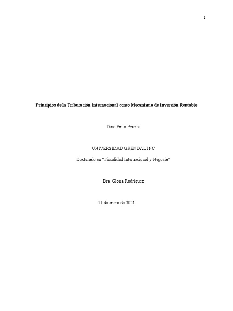 Principios De La Tributación Internacional Pdf Doble Imposición