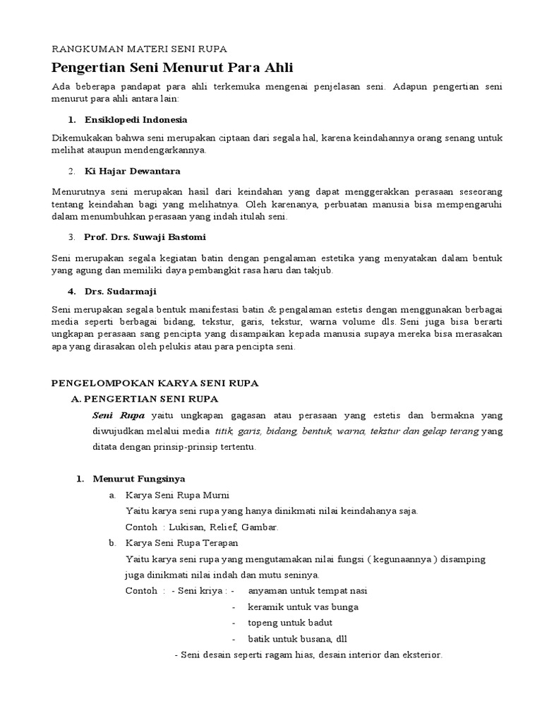Rangkuman Materi Seni Rupa Sem 1 1