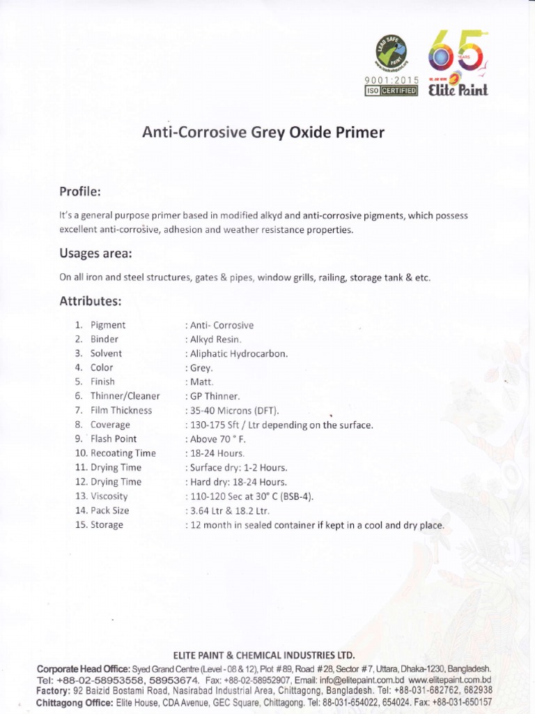 ACP Grey Oxide Primer | PDF | Paint | Industrial Processes
