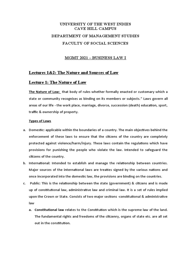 Lecture 1 - The Nature and Sources of Law | PDF | Precedent | Common Law