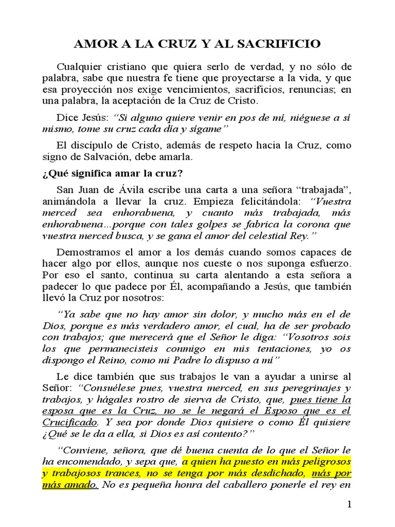 Amor y Sacrificio en la Cruz | PDF | Amor | Jesús