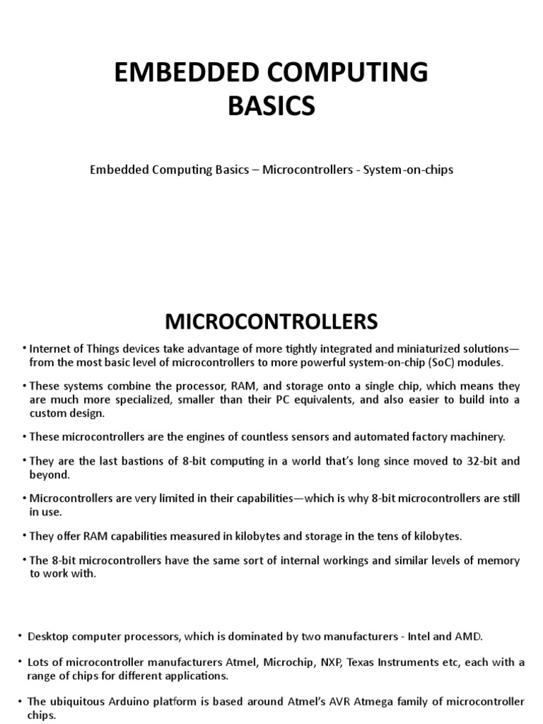 Embedded Computing Basics - Microcontrollers - System-On-Chips | PDF ...