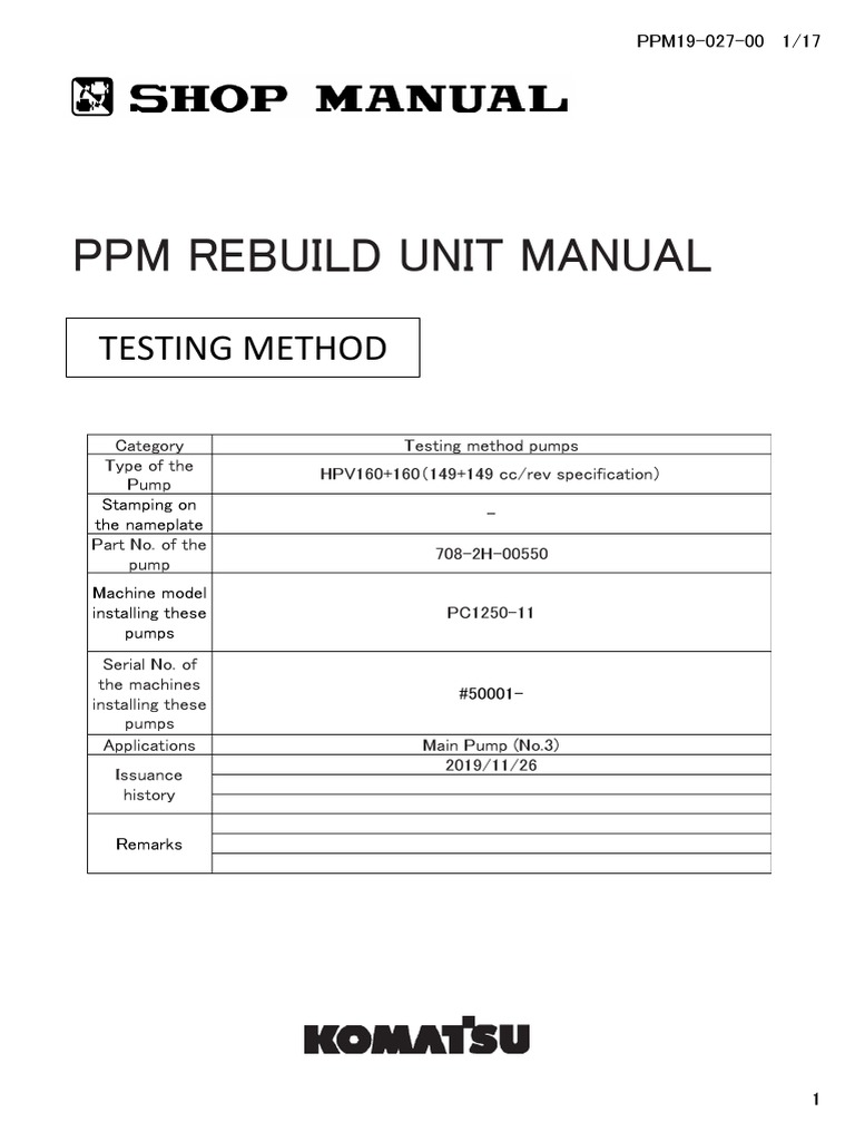 PPM Rebuild Unit Testing Manual | PDF | Pump | Valve