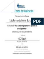 Certificado de NSCA - TEST Evaluación, Programación y Aplicación Del Ejercicio Pliométrico