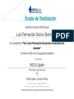 Certificado de NSCA - Test Curso Prescripción Del Ejercicio en Personas Con Obesidad