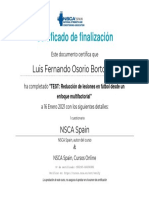 Certificado de NSCA - TEST Reducción de Lesiones en Fútbol Desde Un Enfoque Multifactorial