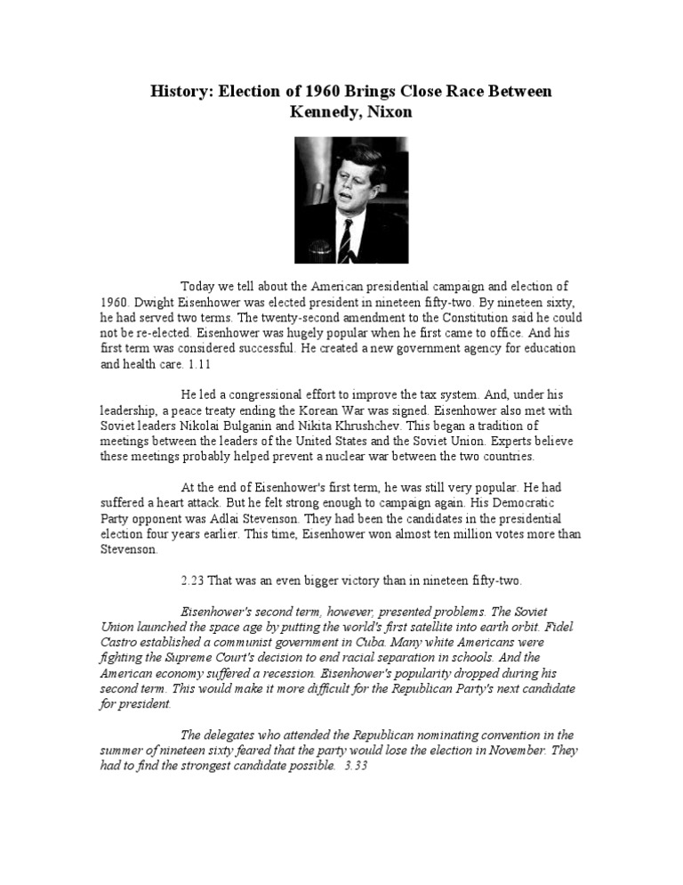 1960 Election: Kennedy vs. Nixon Showdown | PDF