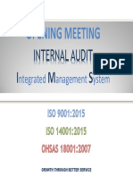 Opening Internal Audit IMS - Periode 1 Maret 2019