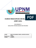 Human Resources Development (DMR 3493) : Requirement 4: Developing Training Design and Program