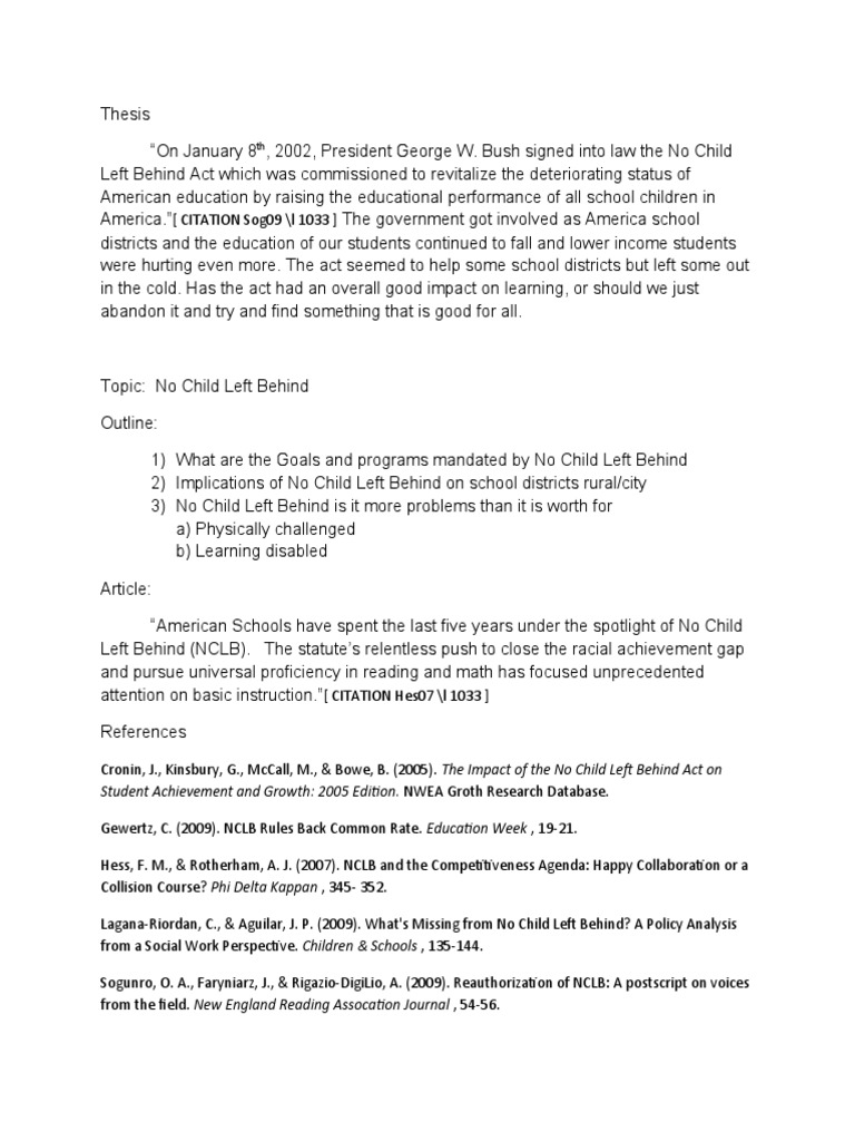 Impact of No Child Left Behind Act | PDF | Social Science | Wellness