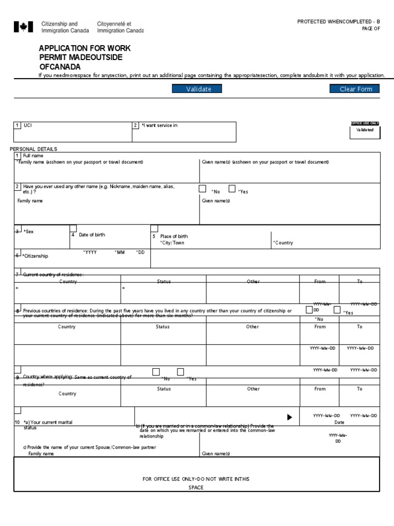 Canada Work Permit Application Form | PDF | Government | Justice