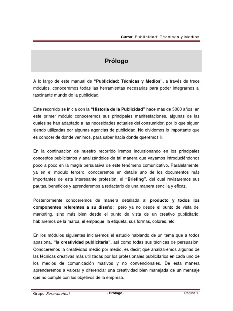 Curso de Publicidad: Técnicas Esenciales | PDF | Publicidad | Marketing