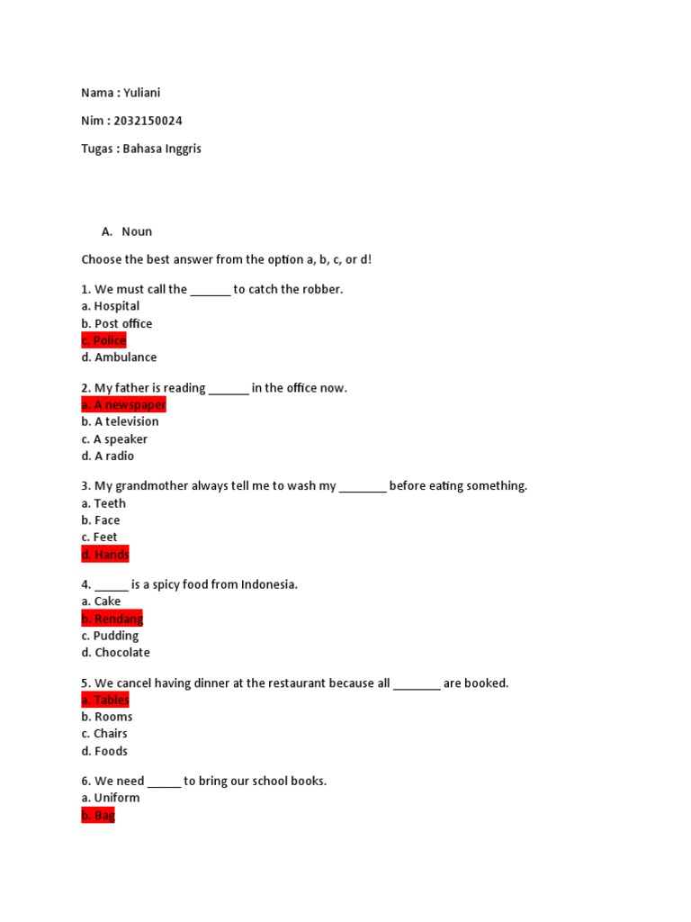 English Grammar Exercise Worksheet | PDF | Linguistic Morphology | Syntax