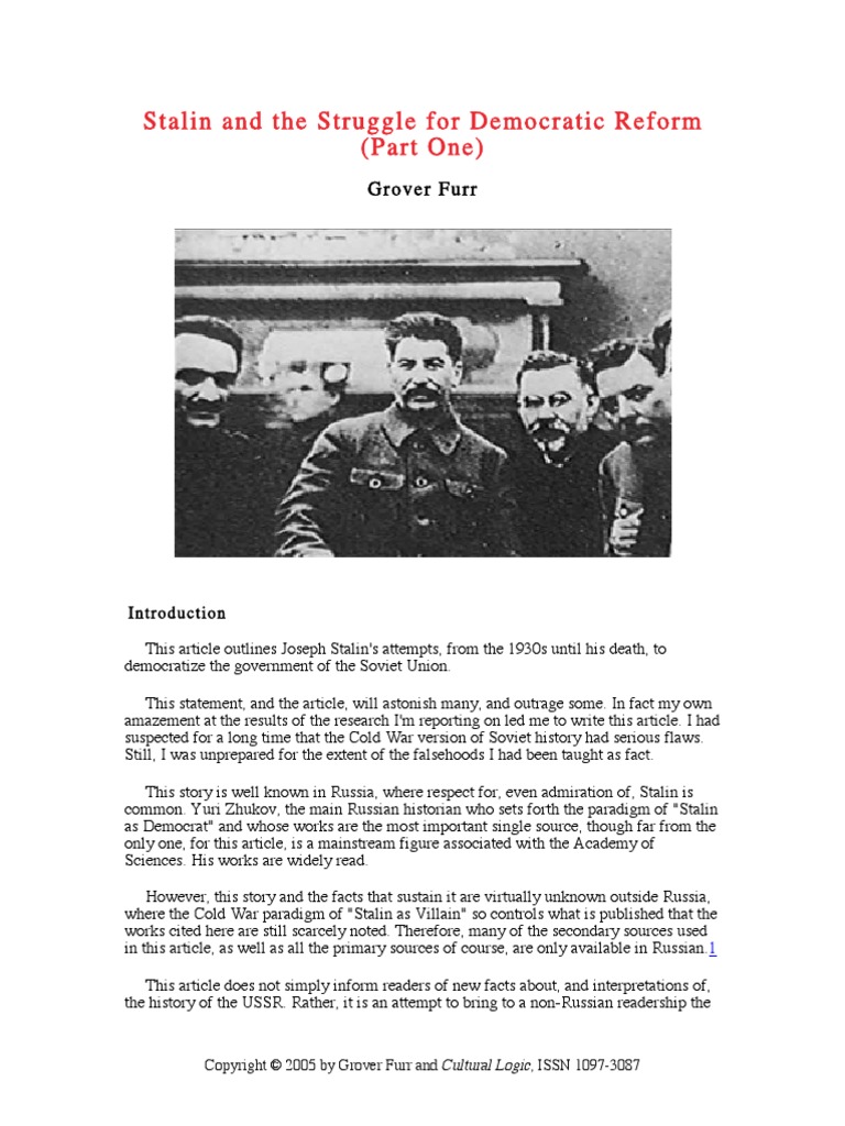Stalin and The Struggle For Democratic Reform | PDF | Joseph Stalin ...