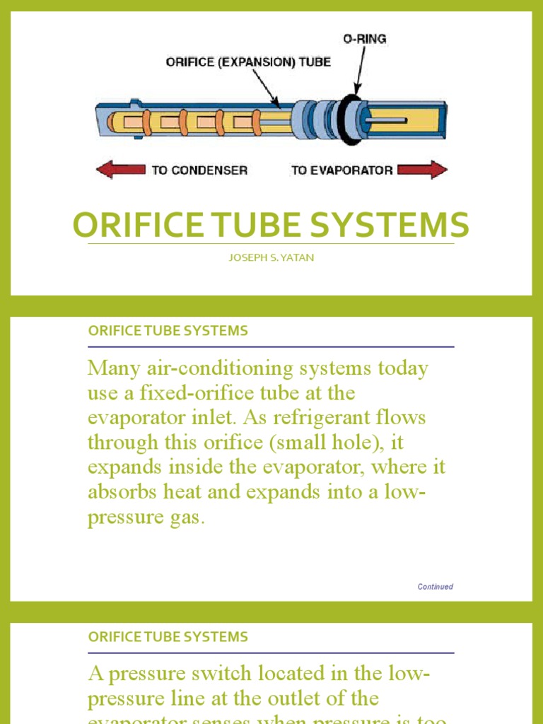 Orifice Tube Systems Joseph S. Yatan PDF