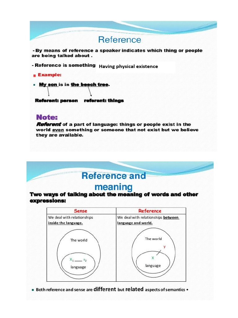 Semantics - Rerence Sense | PDF