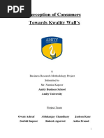 Perception of Consumers Towards Kwality Wall's: A Business Research Methodology Project Submitted To Mr. Namita Kapoor