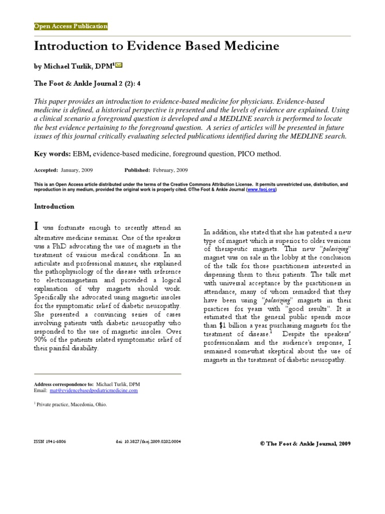 Introduction To Evidence Based Medicine | PDF | Evidence Based Medicine ...