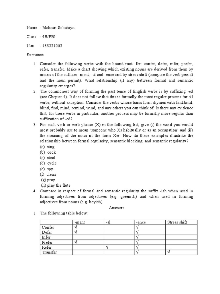 Semantic Regularity in Word Formation | PDF | Adjective | Verb