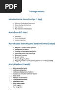 Training Contents: Software Development Processes Azure Devops Architecture Key Features