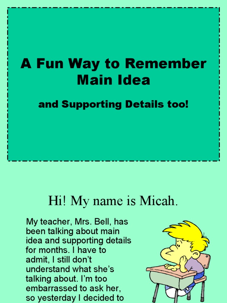 Main Idea and Supporting Details Powerpoint Free | PDF