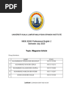 WEB 20302 Professional English 2 Semester July 2020: Universiti Kuala Lumpur Malaysian Spanish Institute