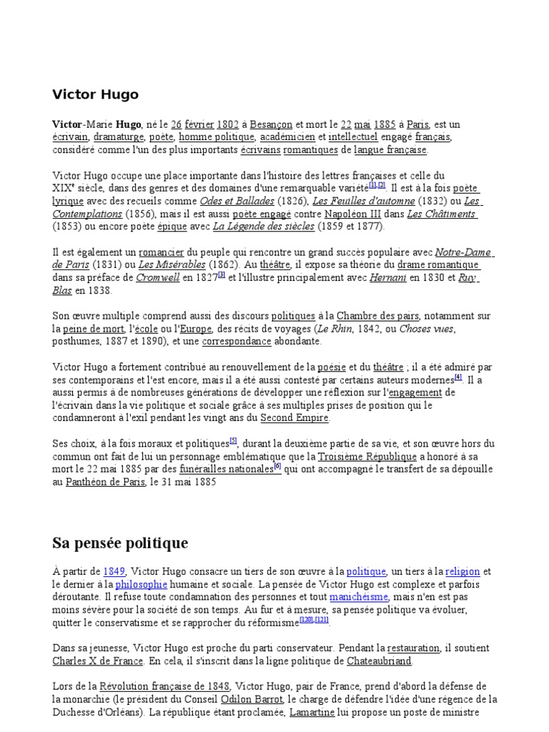 Exemple De Poème Lyrique Victor Hugo  Le Meilleur Exemple