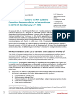 FLCCC Alliance Response To The NIH Guideline Committee Recommendation On Ivermectin Use in COVID19 2021 01 18