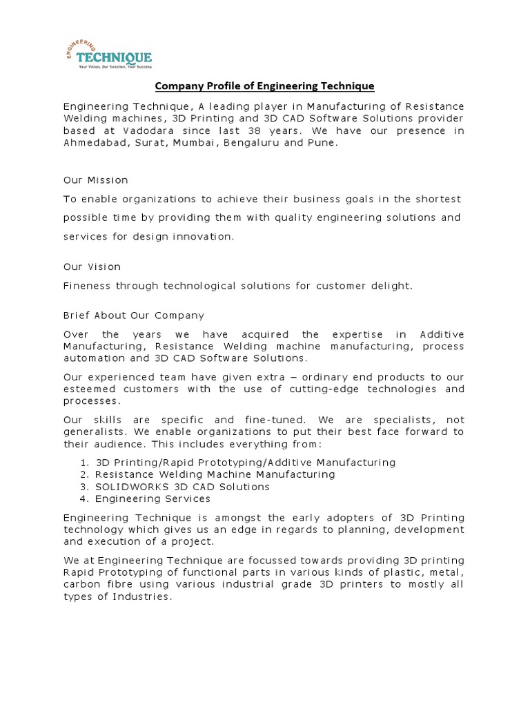 Engineering Solutions & 3D Printing Experts | PDF | 3 D Printing ...