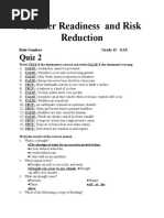 QUIZ 2 Disaster Readiness and Risk Reduction