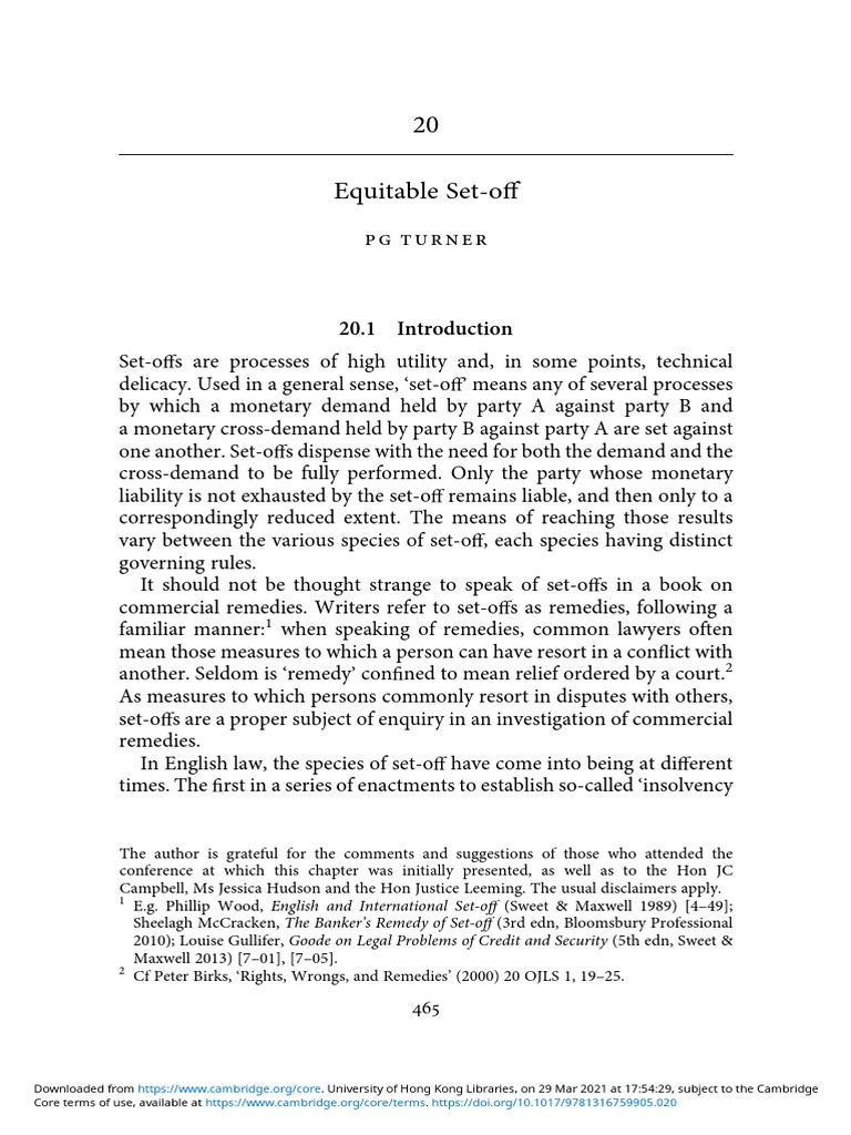Understanding Equitable Set-off | PDF | Equity (Law) | Set Off (Law)