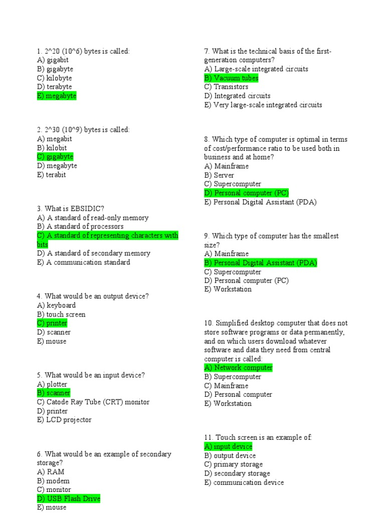 100 Questions (EN) | PDF | Html Element | Personal Computers