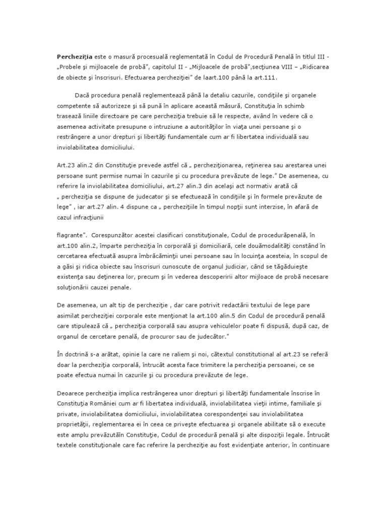 Perchezitia | PDF