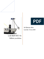 Lab Report: Ballistic Pendulum Initial Velocity Measurement