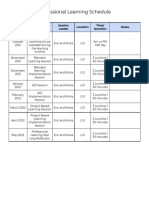 Professional Learning Schedule