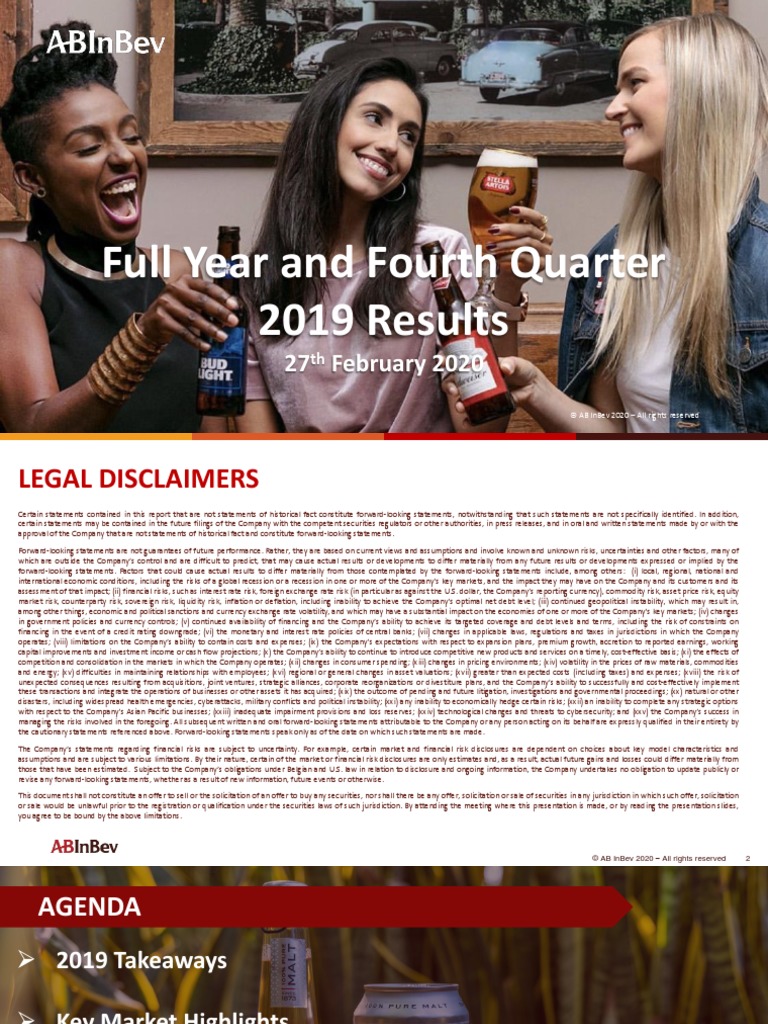 AB InBev 4Q19 Results Presentation FINAL PDF Anheuser Busch Brands