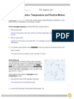 Student Exploration: Temperature and Particle Motion