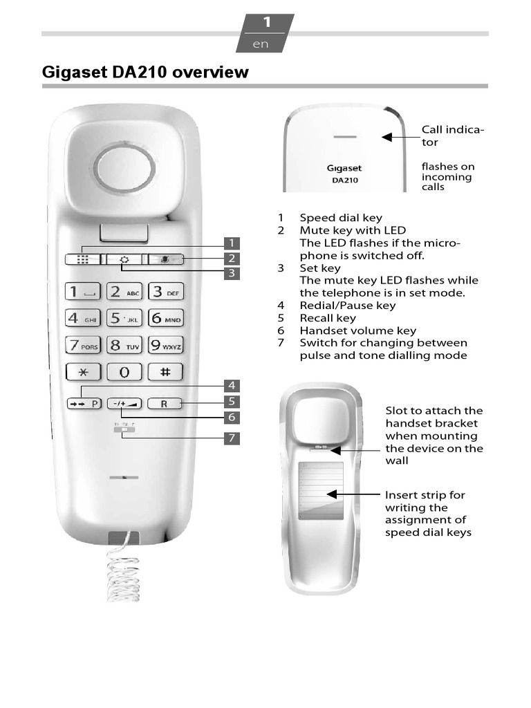 Téléphone Sans Fil Gigaset DA210 - Écran Noir Et Blanc Rétroéclairé, Répertoire 100 Contacts, Produit Import Europe - 10