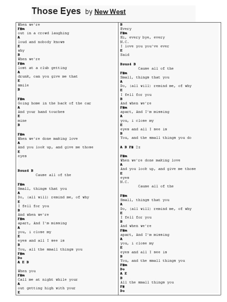 Those Eyes Chords PDF
