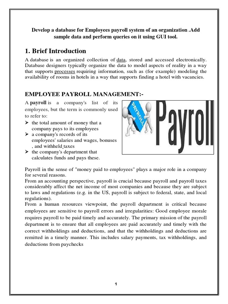 Brief Introduction Employee Payroll Management PDF Payroll Databases