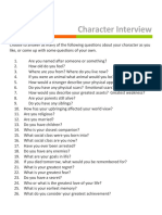 Character Interview Questions