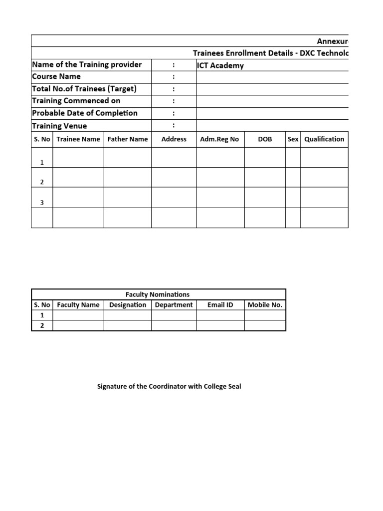 Students Enrollment Sheet Pdf