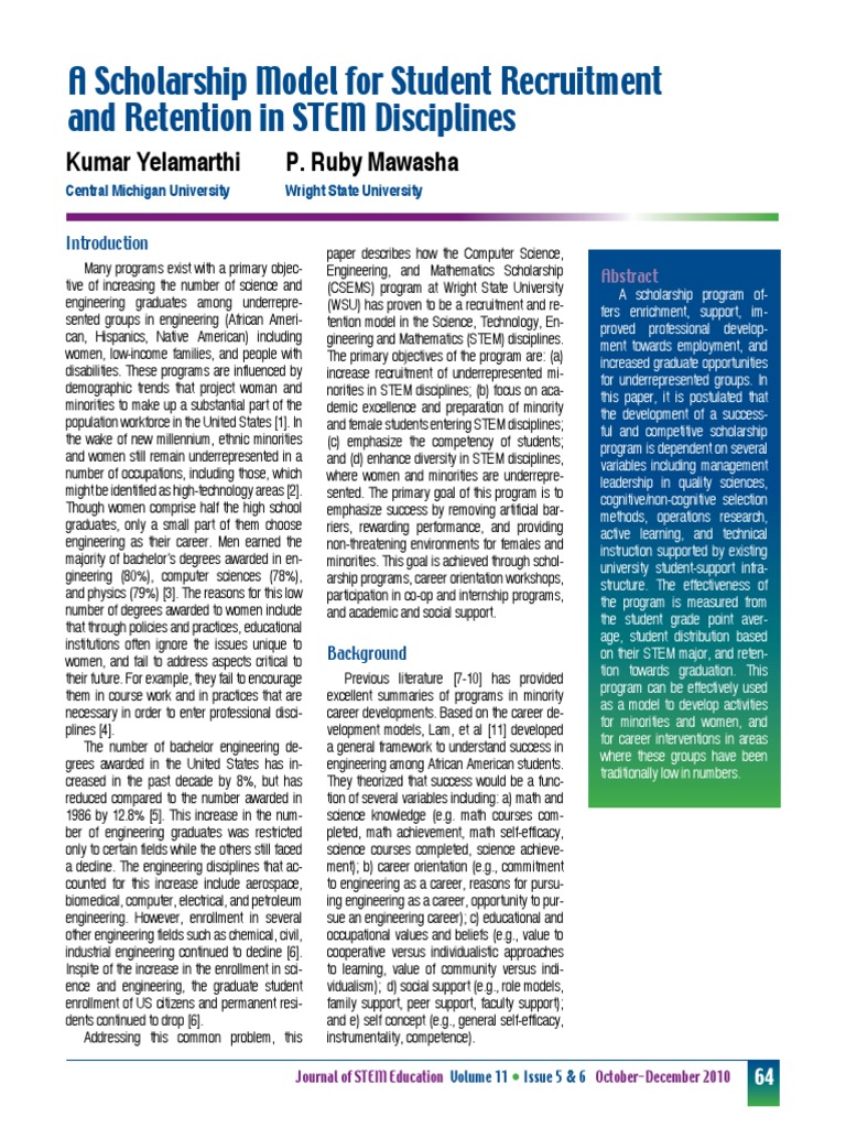 2010-A Scholarship Model For Student Recruitment and Retention in STEM ...