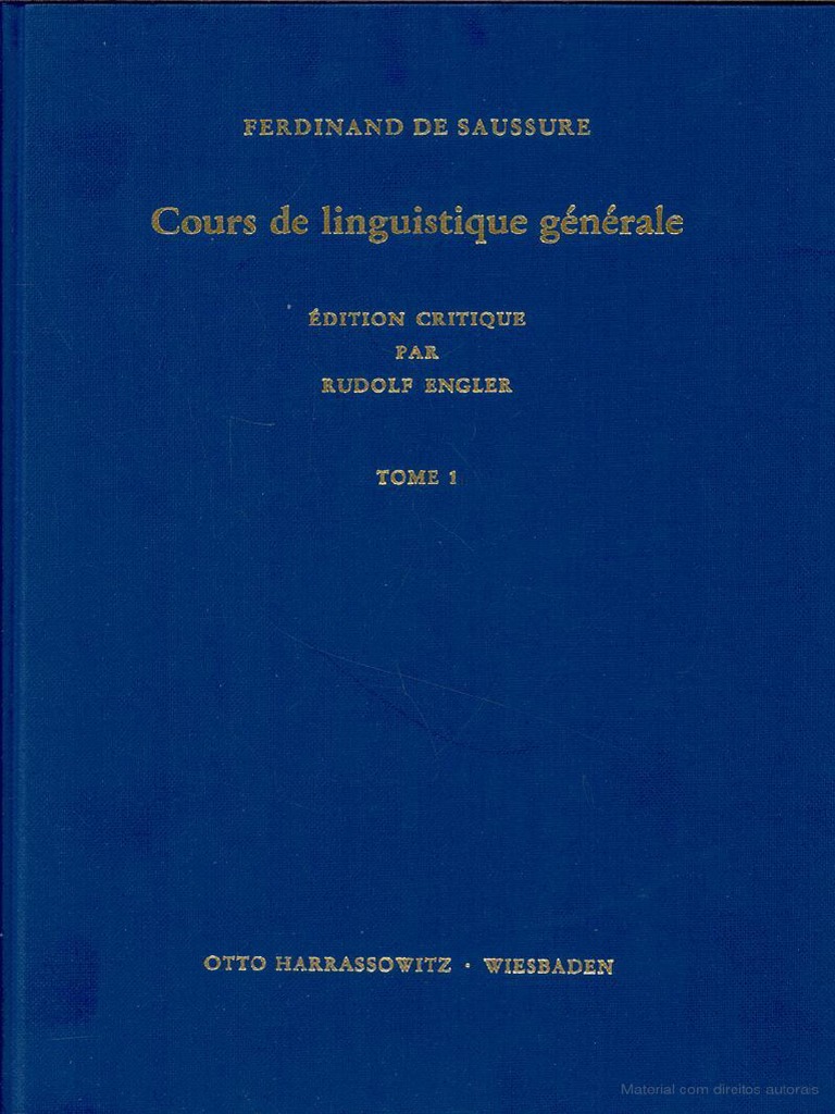 Cours de Linguistique Générale Edition Critique Tome 1 Fasc