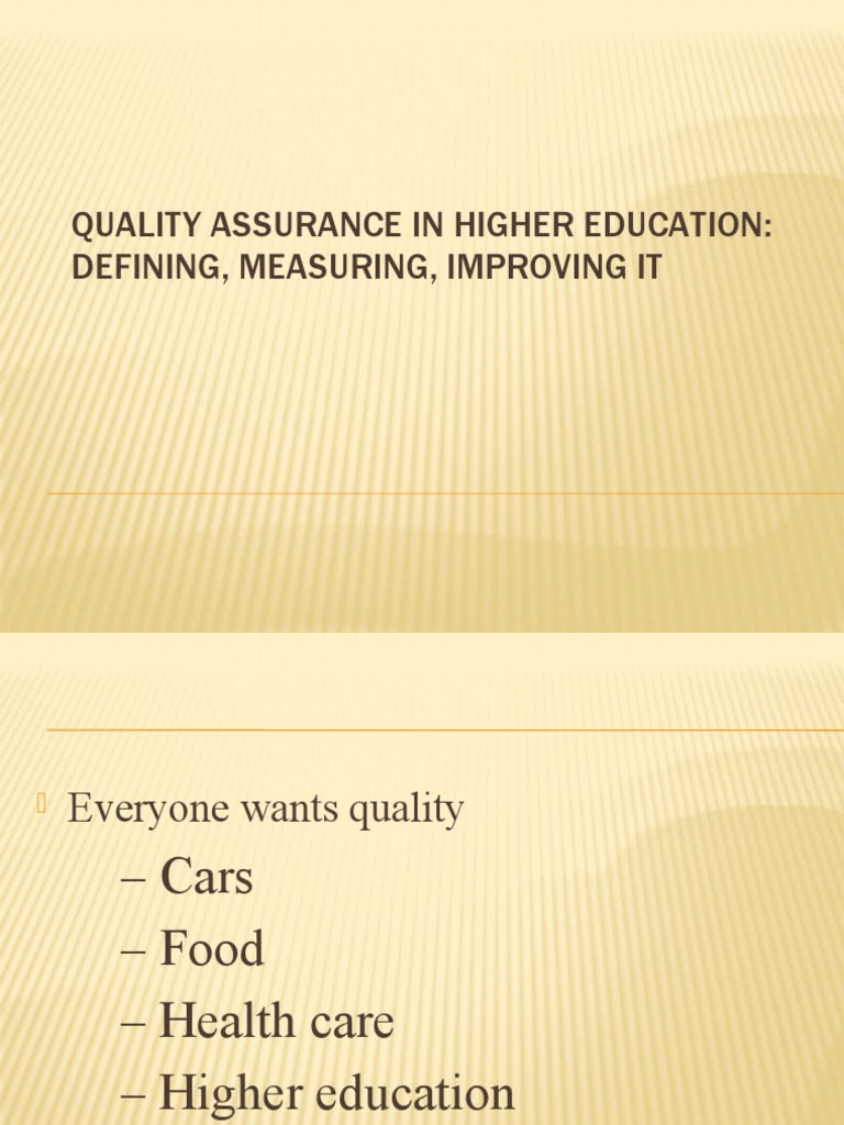 Quality Assurance in Higher Education | PDF | Quality Assurance ...