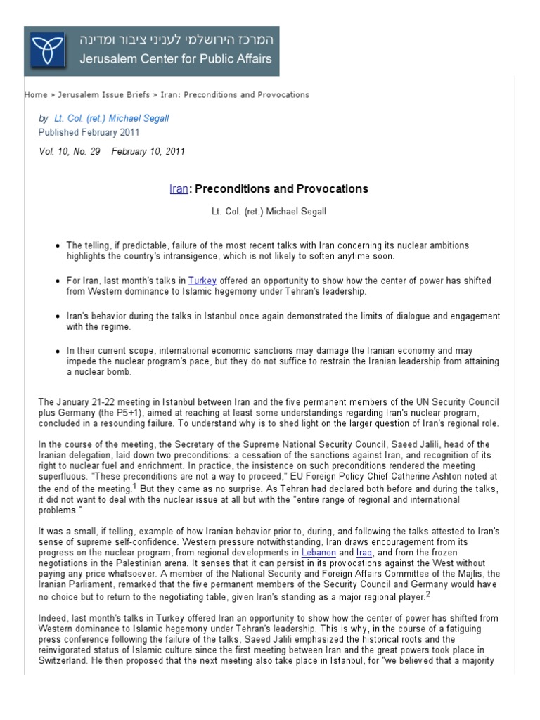 Preconditions and Provocations | PDF | Politics