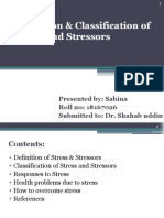 Definition & Classification of Stress and Stressors