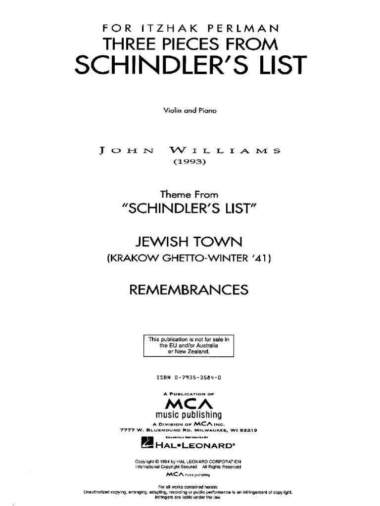 John Williams - Schindler List (For Piano and Violin) - OK | PDF