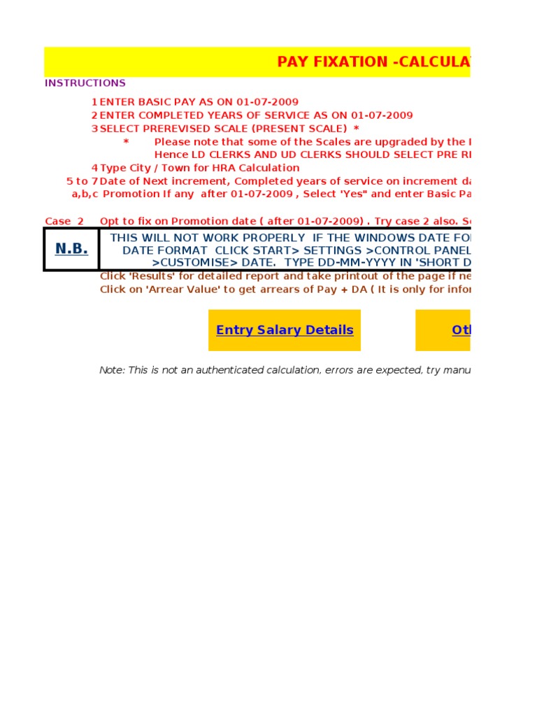 Pay Fixation Calculator PDF Business